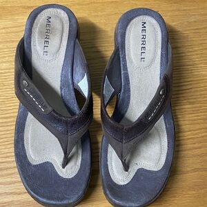 Merrell Luxe Thong Sandals Coffee Brown Leather Size 7